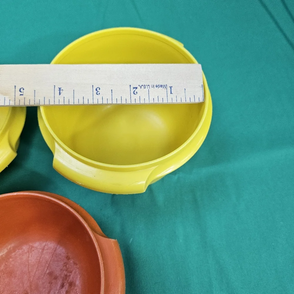 Vtg Tupperware Servalier Storage Bowls Yellow Orange Green 886-31 Lot 812-41 - Picture 10 of 16